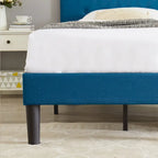 Struttura letto imbottita trapuntata moderna con testiera regolabile in altezza, blu scuro