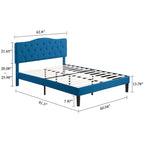 Struttura letto imbottita trapuntata moderna con testiera regolabile in altezza, blu scuro