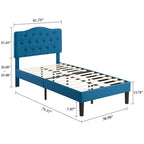 Struttura letto imbottita trapuntata moderna con testiera regolabile in altezza, blu scuro