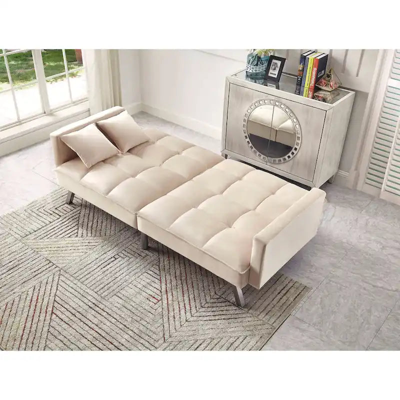 Comodo divano letto estraibile in velluto
