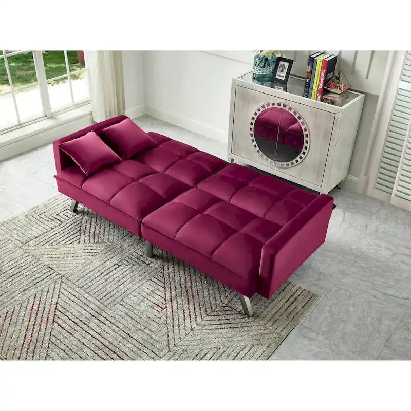 Comodo divano letto estraibile in velluto