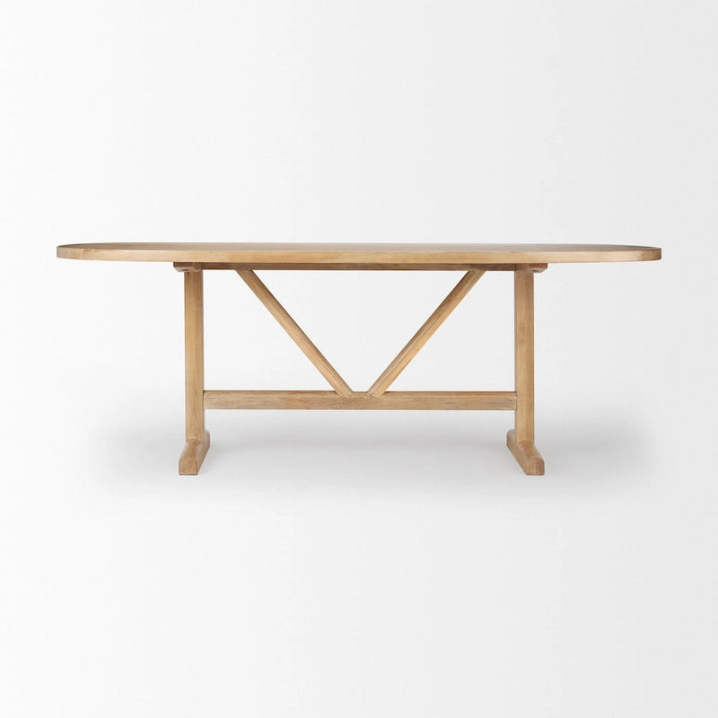 Tavolo da pranzo in legno massello marrone chiaro da 84" - 84L x 42W x 30H