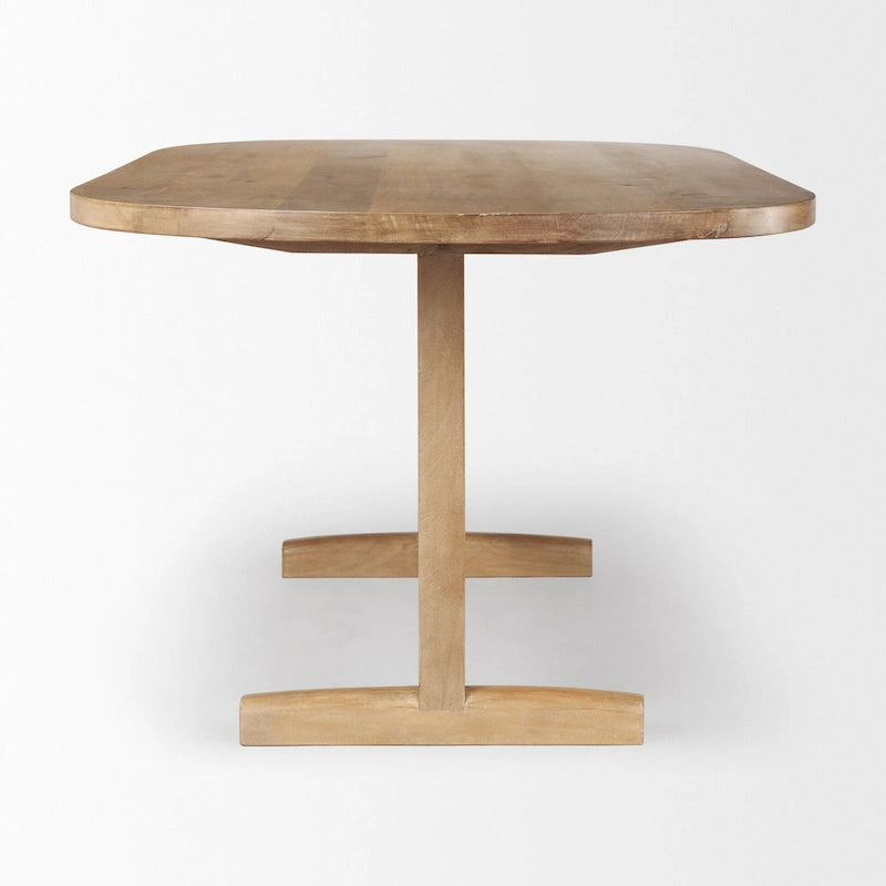 Tavolo da pranzo in legno massello marrone chiaro da 84" - 84L x 42W x 30H