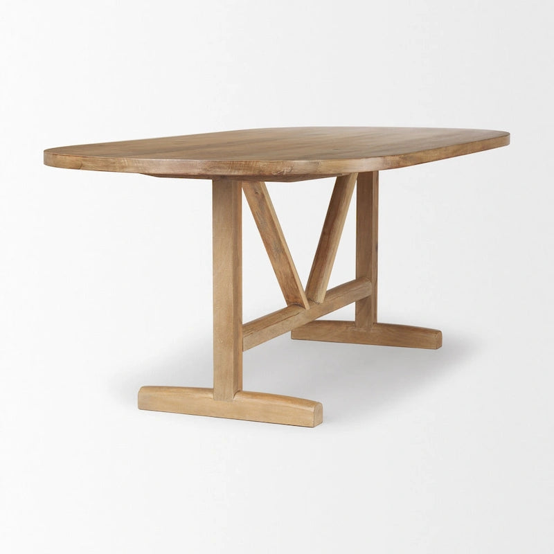 Tavolo da pranzo in legno massello marrone chiaro da 84" - 84L x 42W x 30H