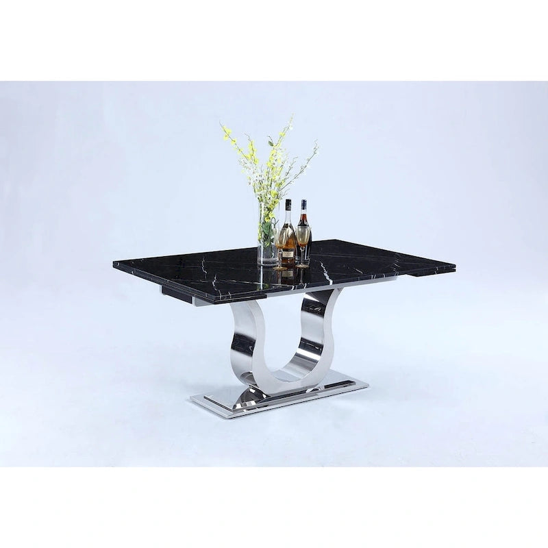 Tavolo da pranzo Nikki con piano in marmo Nero Marquina