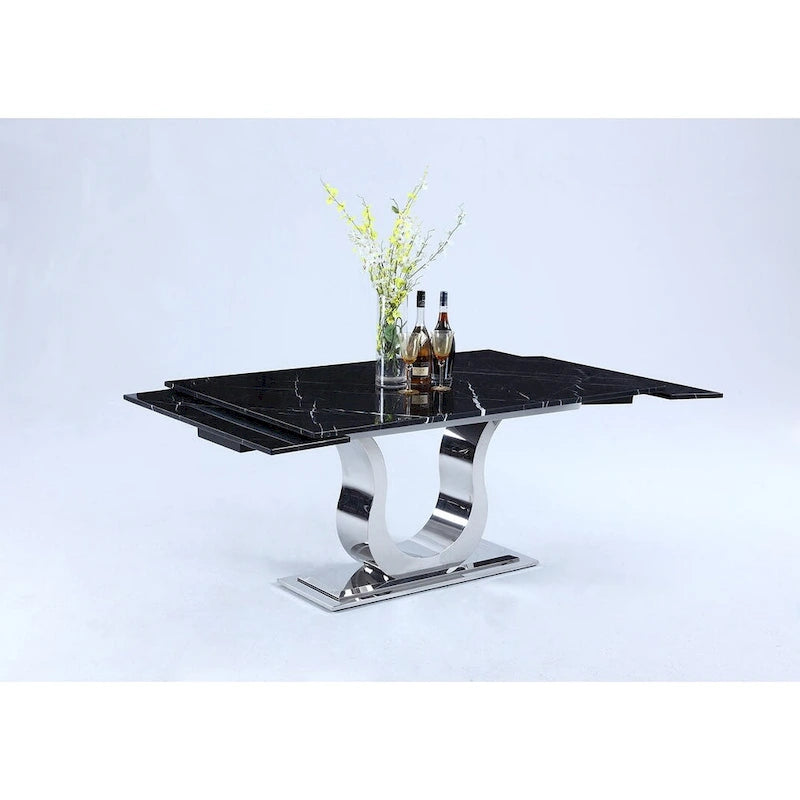 Tavolo da pranzo Nikki con piano in marmo Nero Marquina