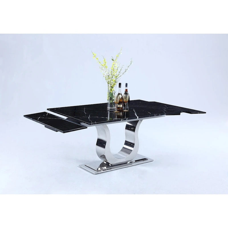 Tavolo da pranzo Nikki con piano in marmo Nero Marquina