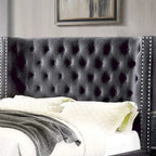 Letto a pannelli con testiera in tessuto trapuntato Tail Glam grigio