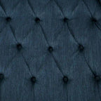 Poltrona reclinabile in tessuto e legno di gomma con borchie decorative