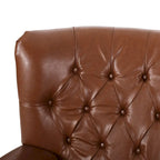 Poltrona reclinabile in tessuto e legno di gomma con borchie decorative