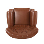 Poltrona reclinabile in tessuto e legno di gomma con borchie decorative