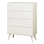 Cassettiera in legno massello a 4 cassetti, stile Mid-Century Modern