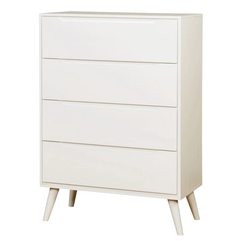 Cassettiera in legno massello a 4 cassetti, stile Mid-Century Modern