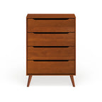 Cassettiera in legno massello a 4 cassetti, stile Mid-Century Modern