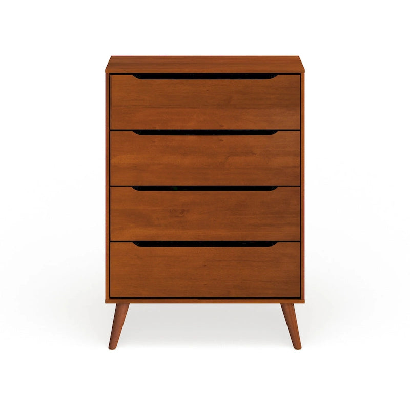 Cassettiera in legno massello a 4 cassetti, stile Mid-Century Modern