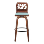 Sgabello da bar ad altezza fissa da 30" con gambe in legno curvato e poggiapiedi rotondo (set da 2)