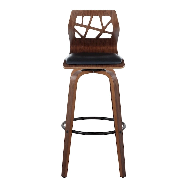 Sgabello da bar ad altezza fissa da 30" con gambe in legno curvato e poggiapiedi rotondo (set da 2)