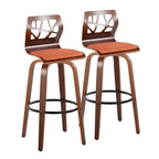 Sgabello da bar ad altezza fissa da 30" con gambe in legno curvato e poggiapiedi rotondo (set da 2)