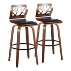 Sgabello da bar ad altezza fissa da 30" con gambe in legno curvato e poggiapiedi rotondo (set da 2)