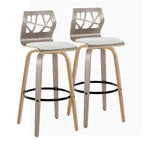 Sgabello da bar ad altezza fissa da 30" con gambe in legno curvato e poggiapiedi rotondo (set da 2)
