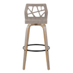 Sgabello da bar ad altezza fissa da 30" con gambe in legno curvato e poggiapiedi rotondo (set da 2)