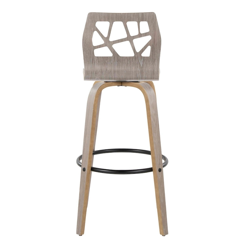 Sgabello da bar ad altezza fissa da 30" con gambe in legno curvato e poggiapiedi rotondo (set da 2)