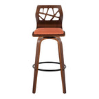 Sgabello da bar ad altezza fissa da 30" con gambe in legno curvato e poggiapiedi rotondo (set da 2)