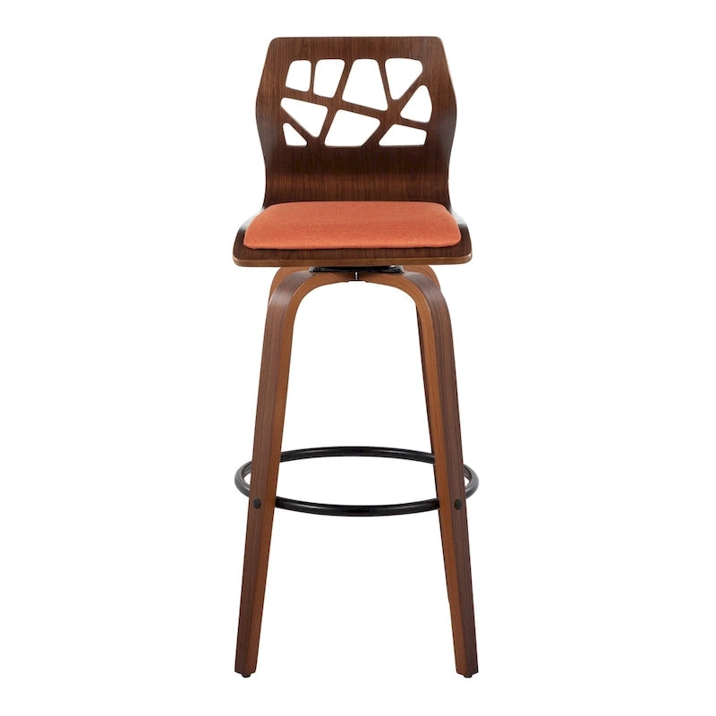 Sgabello da bar ad altezza fissa da 30" con gambe in legno curvato e poggiapiedi rotondo (set da 2)
