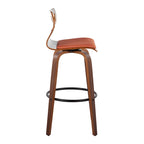 Sgabello da bar ad altezza fissa da 30" con gambe in legno curvato e poggiapiedi rotondo (set da 2)