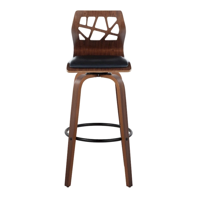 Sgabello da bar ad altezza fissa da 30" con gambe in legno curvato e poggiapiedi rotondo (set da 2)