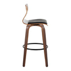 Sgabello da bar ad altezza fissa da 30" con gambe in legno curvato e poggiapiedi rotondo (set da 2)