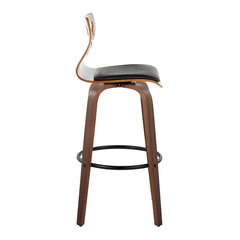 Sgabello da bar ad altezza fissa da 30" con gambe in legno curvato e poggiapiedi rotondo (set da 2)