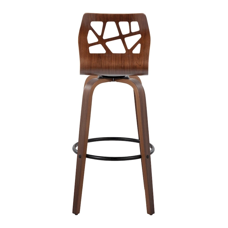 Sgabello da bar ad altezza fissa da 30" con gambe in legno curvato e poggiapiedi rotondo (set da 2)