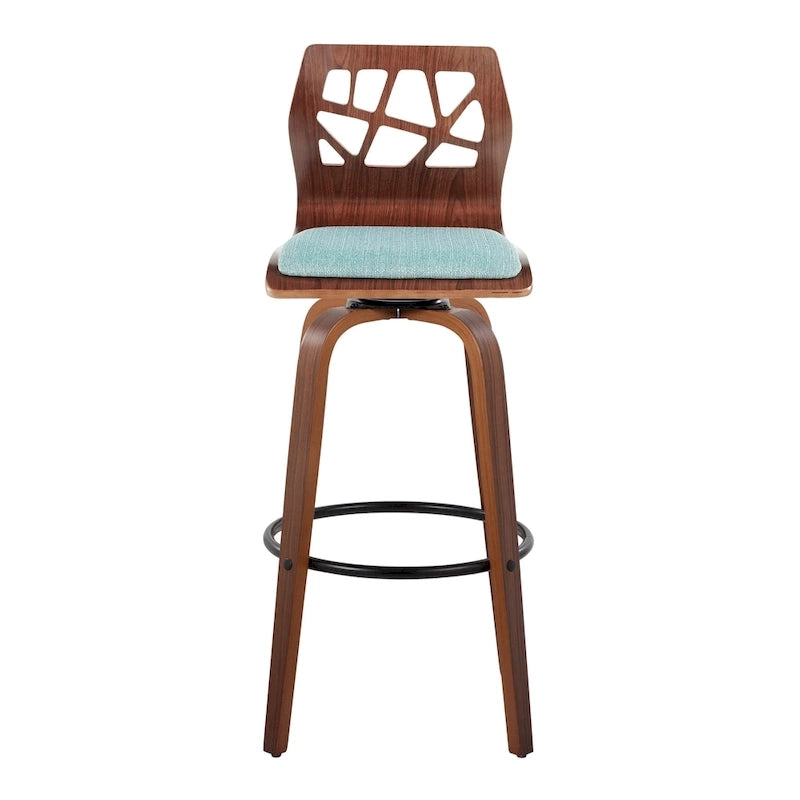 Sgabello da bar ad altezza fissa da 30" con gambe in legno curvato e poggiapiedi rotondo (set da 2)