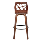 Sgabello da bar ad altezza fissa da 30" con gambe in legno curvato e poggiapiedi rotondo (set da 2)