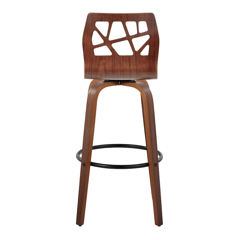 Sgabello da bar ad altezza fissa da 30" con gambe in legno curvato e poggiapiedi rotondo (set da 2)