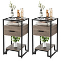 Set di 2 tavolini moderni con cassetto portaoggetti