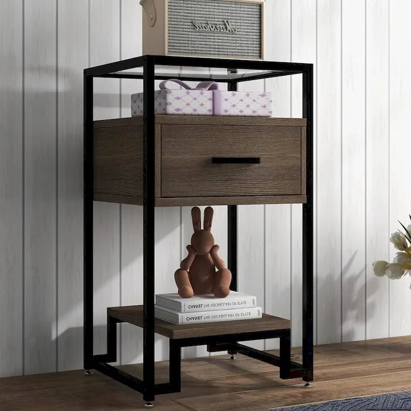 Set di 2 tavolini moderni con cassetto portaoggetti