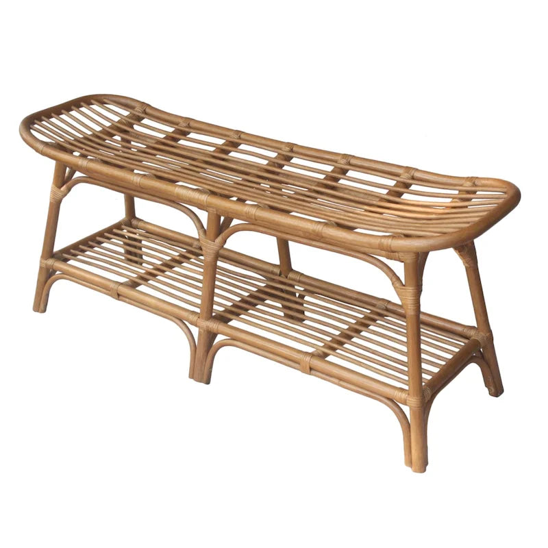 Panca in rattan Damara con mensola