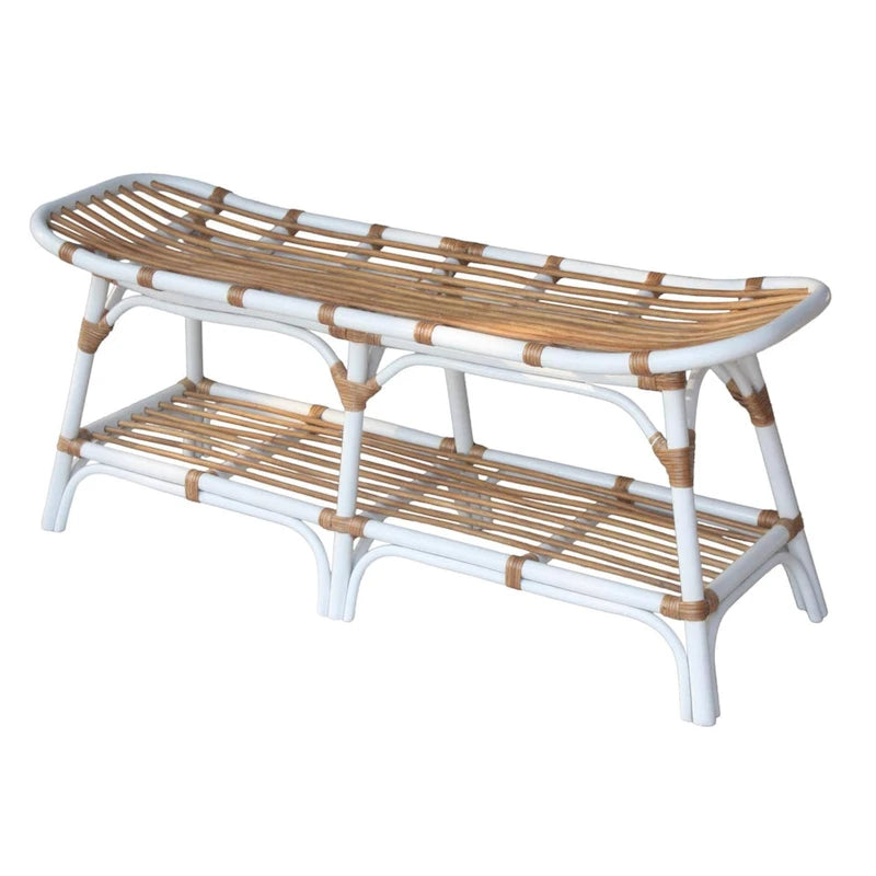 Panca in rattan Damara con mensola