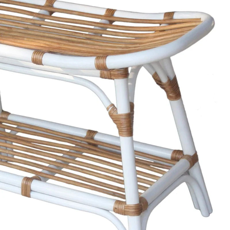 Panca in rattan Damara con mensola