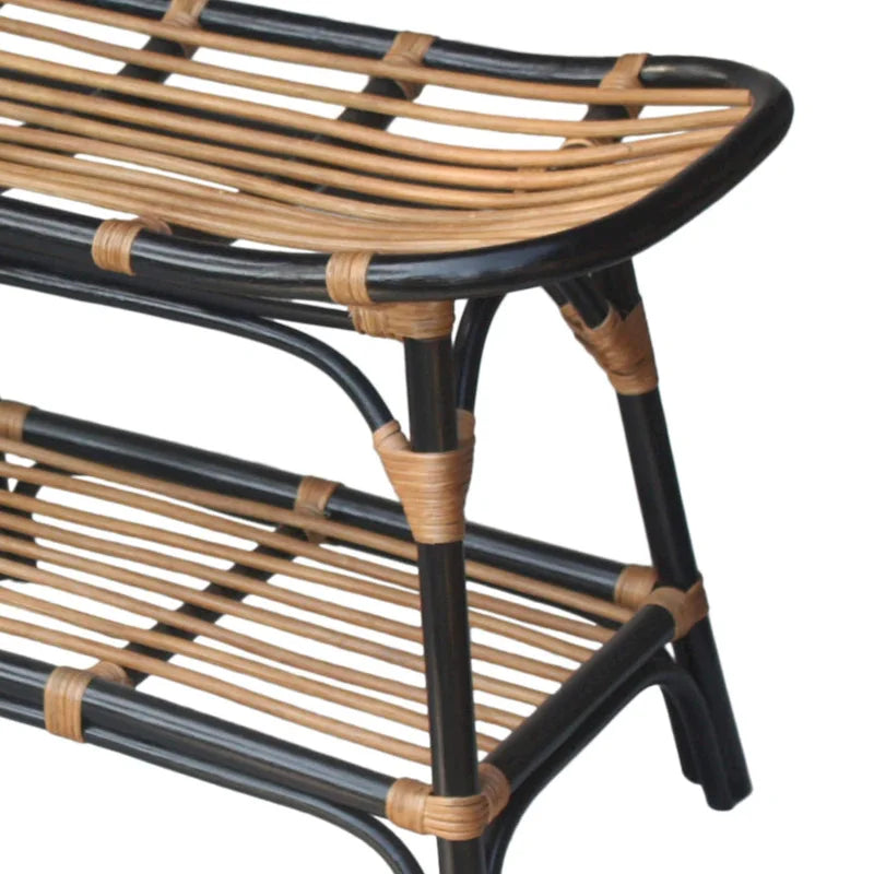 Panca in rattan Damara con mensola