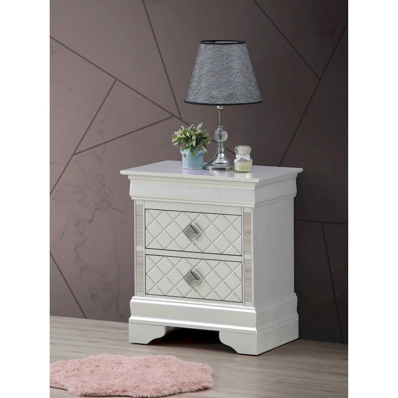 Comodino Verona in legno con specchio e 2 cassetti