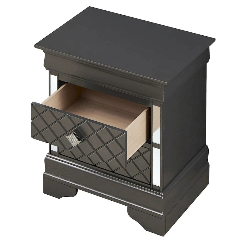 Comodino Verona in legno con specchio e 2 cassetti