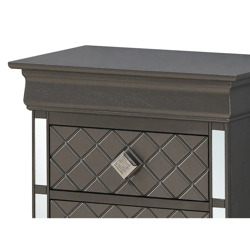 Comodino Verona in legno con specchio e 2 cassetti