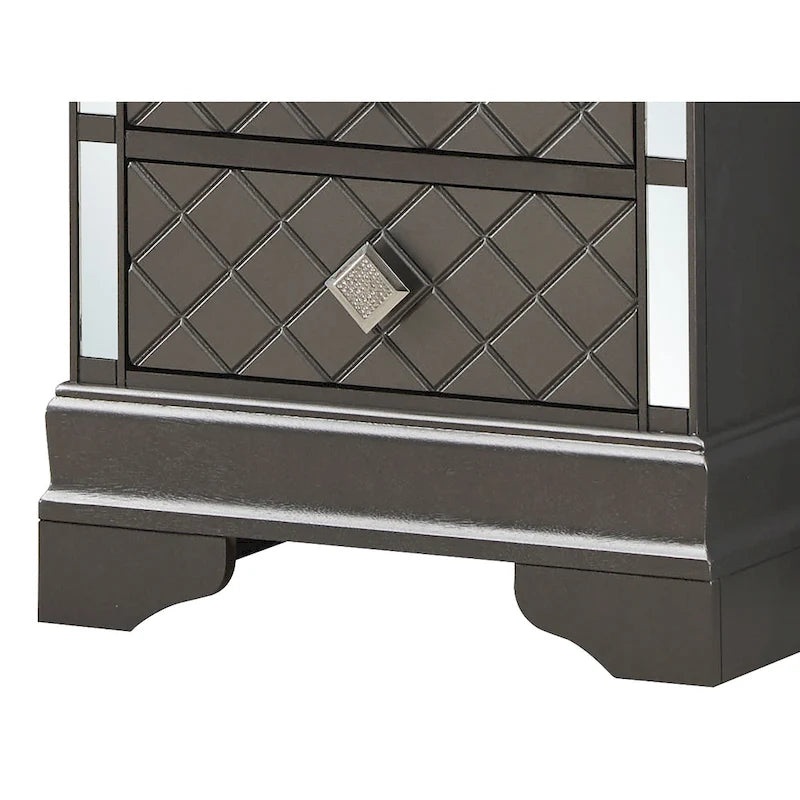 Comodino Verona in legno con specchio e 2 cassetti