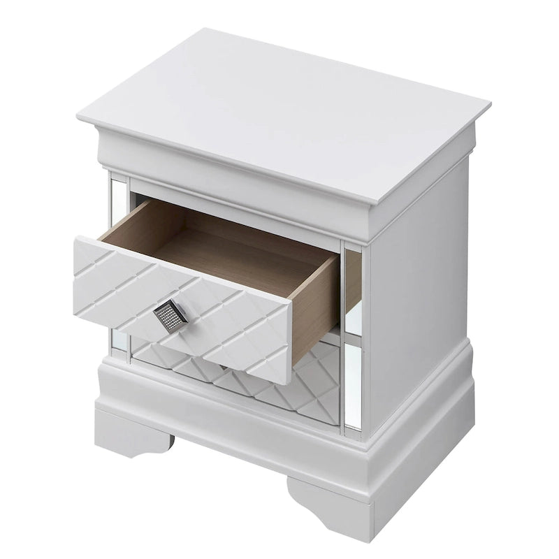 Comodino Verona in legno con specchio e 2 cassetti