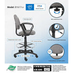 Sgabello da disegno con ruote e braccioli ad anello regolabili