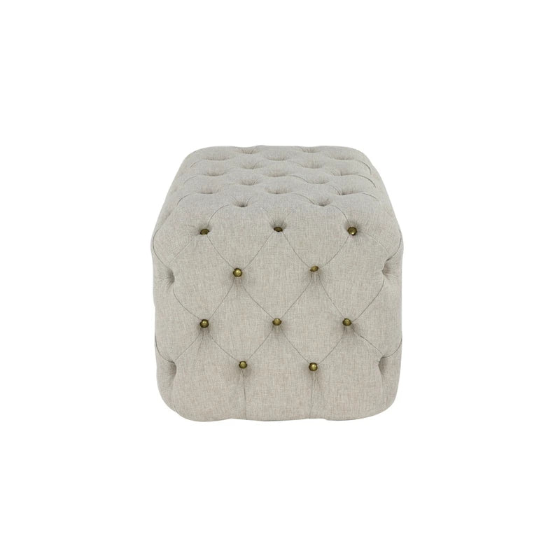 Panca Ottomana Moderna Glam in Legno, Rivestita in Tessuto Trapuntato, Colore Nero, Marrone Chiaro o Grigio