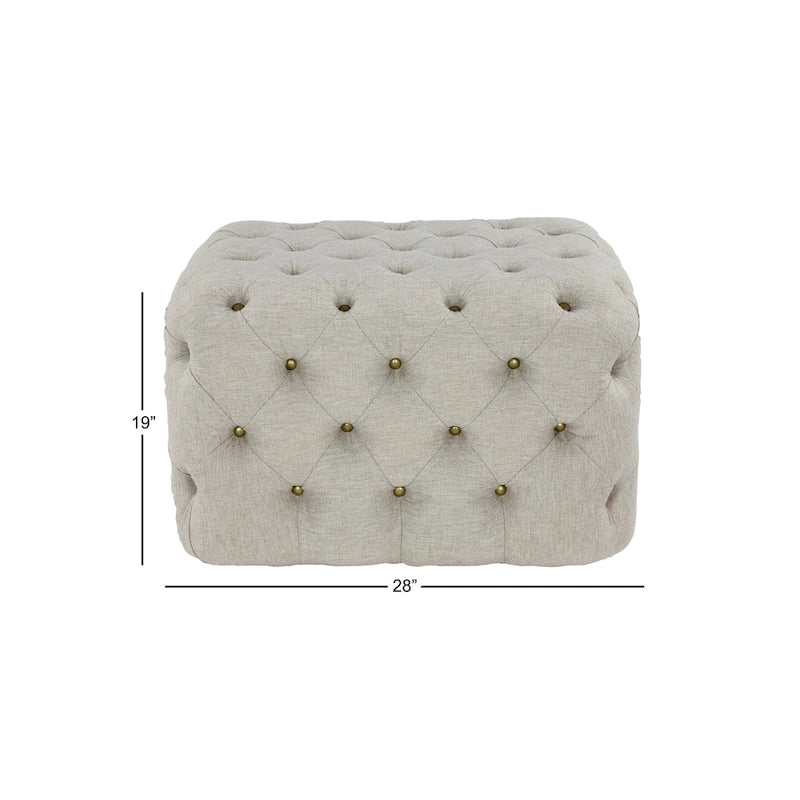 Panca Ottomana Moderna Glam in Legno, Rivestita in Tessuto Trapuntato, Colore Nero, Marrone Chiaro o Grigio